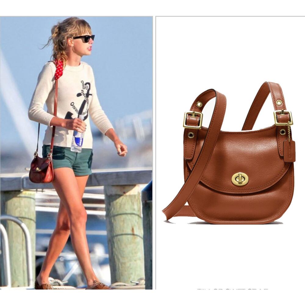 Coach Legacy Leather Mini Saddle Bag Turnlock Dark Maple Brown RARE